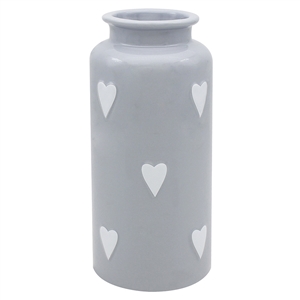 Medium Grey Vase With Hearts 22cm