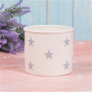 Medium White Planter With Stars 12cm