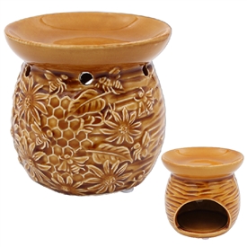 DUE MARCH Crackle Glaze Bees Oil/Wax Warmer 12cm