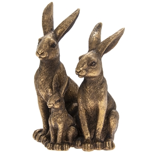 Reflections Bronzed Hare and Baby Family Sitting Ornament 16cm