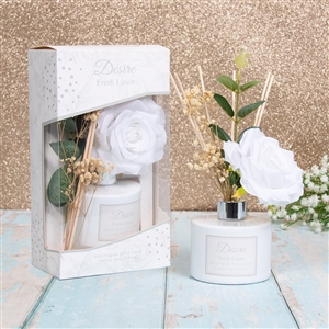 Fresh Linen Diffuser With Faux Flower