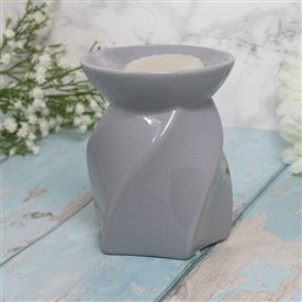 Ceramic Oil Burner / Wax Melter Twist Design - Grey 13cm