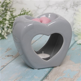 Wax/Oil Warmer Grey Heart 17cm