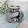 Ceramic Oil Burner / Wax Melter Orb Design - Silver 16cm