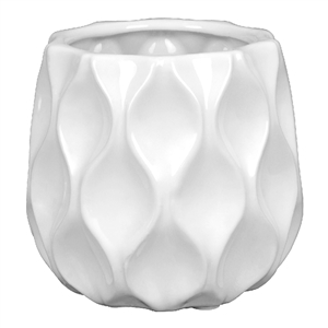 Ceramic Plant Pot Wave Design - White 14cm