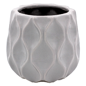 Ceramic Plant Pot Wave Design - Grey 14cm