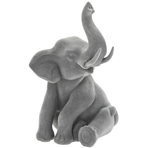 Grey Velvet Elephant Sitting 13cm
