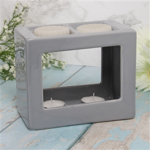 Wax/Oil Warmer Grey Cube Twin 17cm (SPECIAL OFFER DISCOUNT)