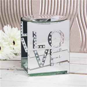 Mirror Crystal Oil Burner / Wax Melter Love Design 14cm