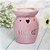 Ceramic Oil Burner / Wax Melter Cut Out Home Design - Pink Lustre 13cm