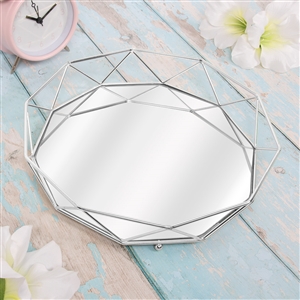 Medium Silver Geometric Tray 26cm