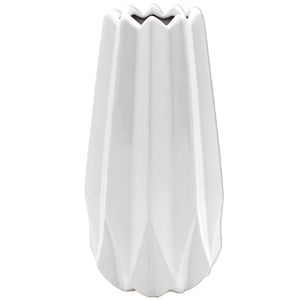 Small Geometric White Vase 23cm