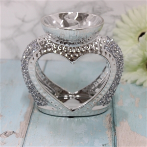 Silver Sparkle Heart Wax/Oil Warmer