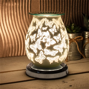 White Satin Touch Sensitive Aroma Lamp - Butterfly