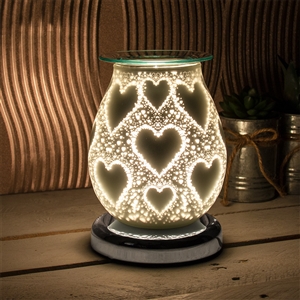 White Satin Touch Sensitive Aroma Lamp - Heart