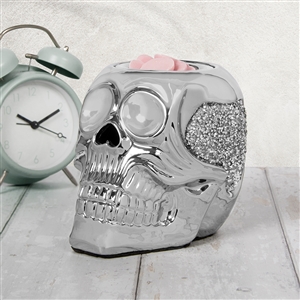 Silver Sparkle Large Skull Electric Wax Melter