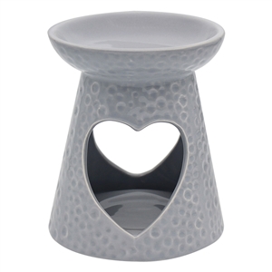 Grey Heart Cut Out Wax/Oil Warmer 17cm