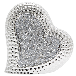 Silver Sparkle Heart Ornament - Medium 16cm