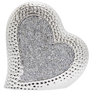 Silver Sparkle Heart Ornament - Large