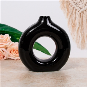 Donut Vase - Black 18cm