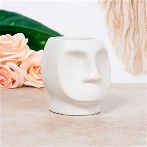 Round Face Plant Pot - White 12cm