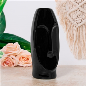 Tall Face Vase - Black 23cm