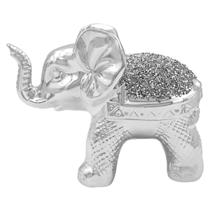 DUE MARCH Silver Sparkle Sculpture - Elephant 17cm