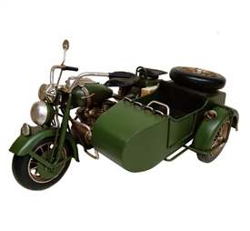 Army Bike With Side Cart Ornament 28cm