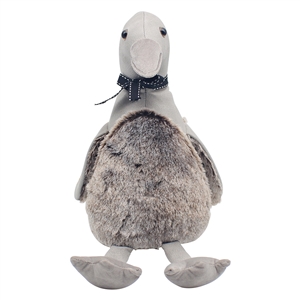 DUE MAY Faux Leather Doorstop - Grey Duck 33cm