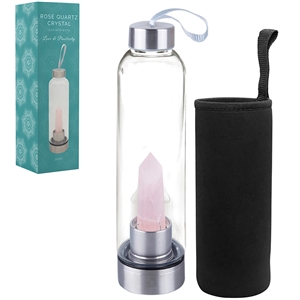 Reusable Crystal Water Bottle with Rose Quartz Core