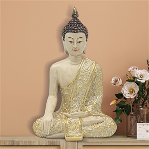 Resin Cream Buddha Statue 30cm