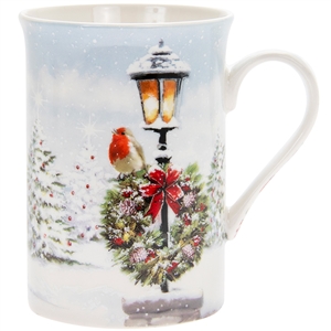 Robin On Lamp Post Mug 10cm