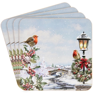 Set Of 4 Robin Coasters 10cm