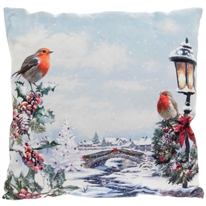 Christmas Robin LED Cushion 40cm