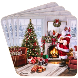 Set Of 4 Santa Coasters 10cm