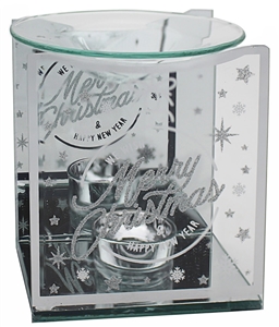 Silver Merry Christmas Oil Burner 14cm