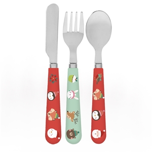 3 Piece Festive Cutlery Set 15cm