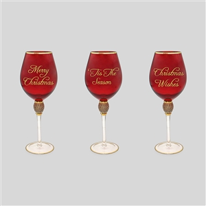 Red And Gold Wine Glass 3 Assorted 25cm