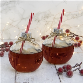 Bauble Drinking Glass With Straw