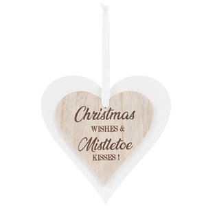 Christmas Wishes Double Heart Plaque 12cm