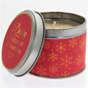 Desire Glitter Candle In Tin Redcurrant And Cranberry 7cm
