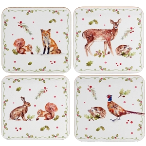 Winter Forest Critters Set Of 4 Coasters