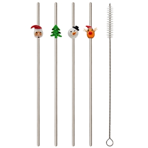 Set Of 4 Christmas Straws