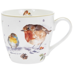 Winter Robins Breakfast Mug