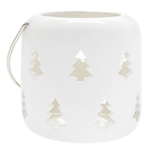 White Tree Cut Out Ceramic Lantern 10cm