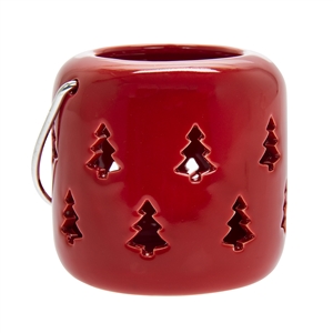 Red Tree Cut Out Ceramic Lantern 8cm