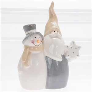 Santa And Snowman Ornament Large