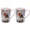 Set Of 2 Ceramic Robin Mugs