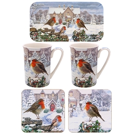 Ceramic Robin Mugs Gift Set 30cm
