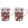 Set Of 2 Ceramic Santa Mugs